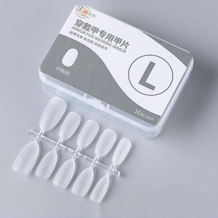 10pairs Of 100pcs/Box Frosted False Nails Artificial Tip, Shape: Medium Oval L