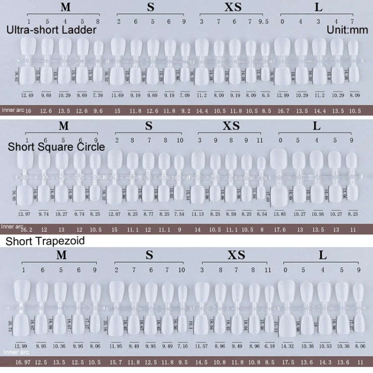 10pairs Of 100pcs/Box Frosted False Nails Artificial Tip, Shape: Ultra-short Ladder XS