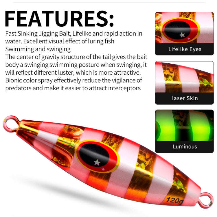 PROBEROS LF124 Deep Sea Iron Plate Lead Fish Fishing Lure Slow Sinking Rocking Luminous Boat Fish...