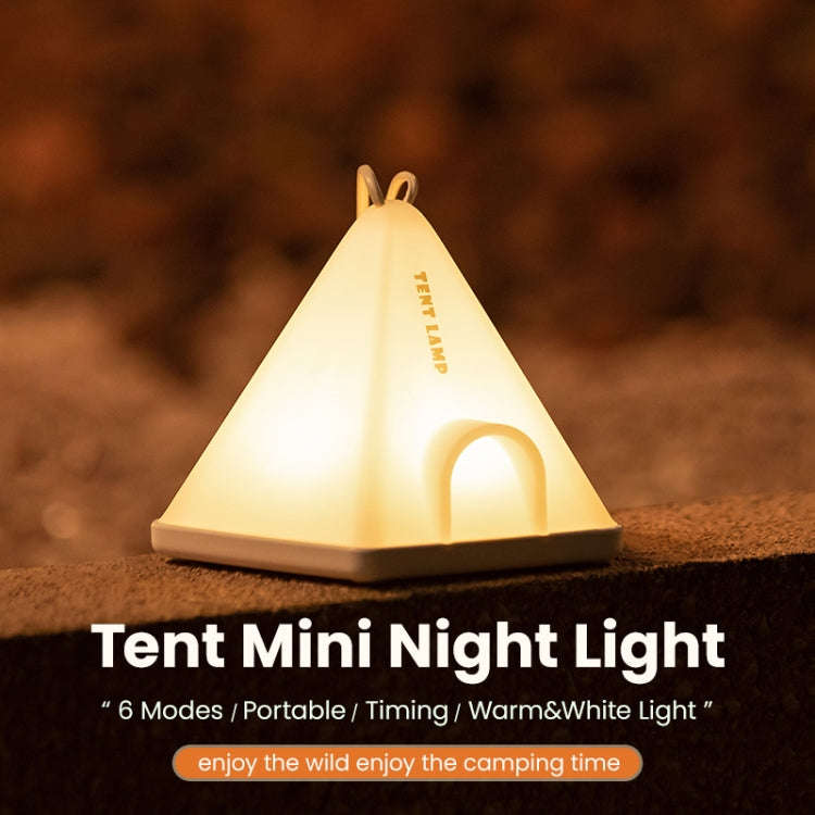 ZAY-L05 Tent-Shape USB Charging Timer Night Light Wild Camping Atmosphere Light(White)