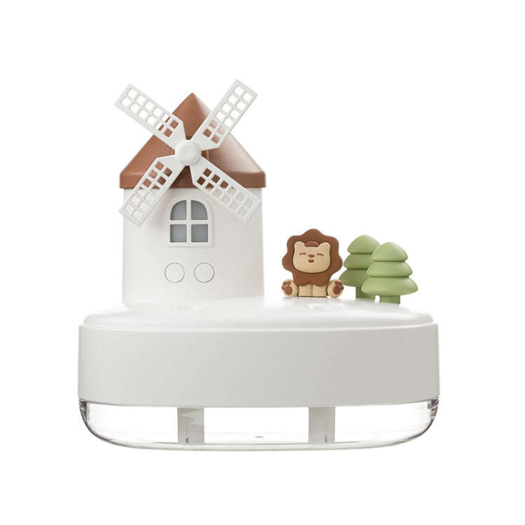 ZAY-H007 LED Light Double Spray Wireless Mini Desktop Windmill Music Humidifier(White)