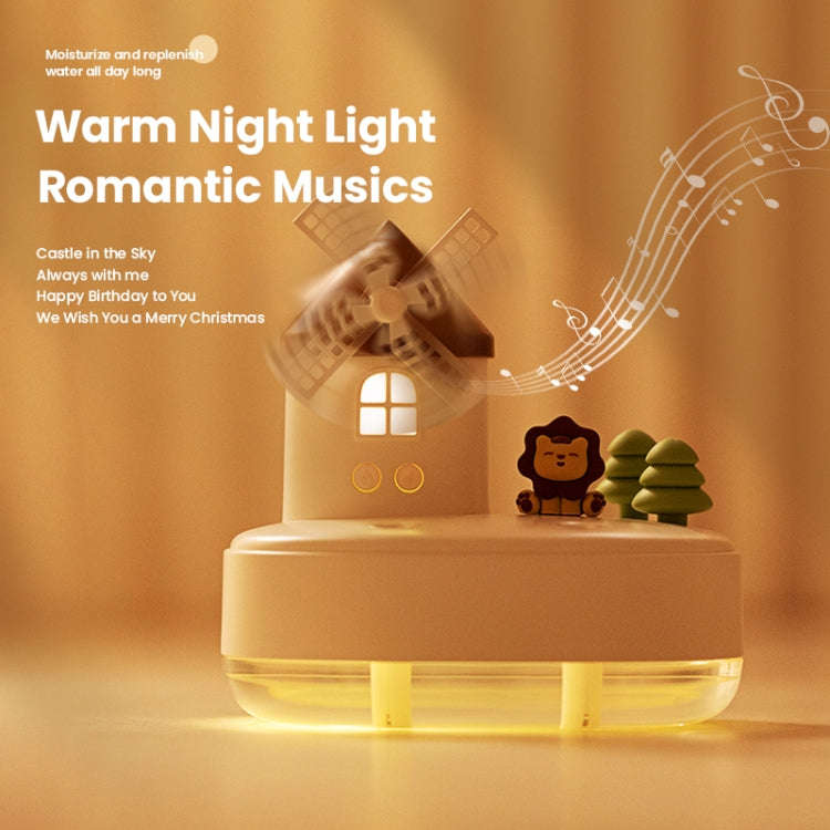 ZAY-H007 LED Light Double Spray Wireless Mini Desktop Windmill Music Humidifier(Pink)
