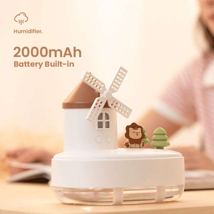 ZAY-H007 LED Light Double Spray Wireless Mini Desktop Windmill Music Humidifier(Pink)