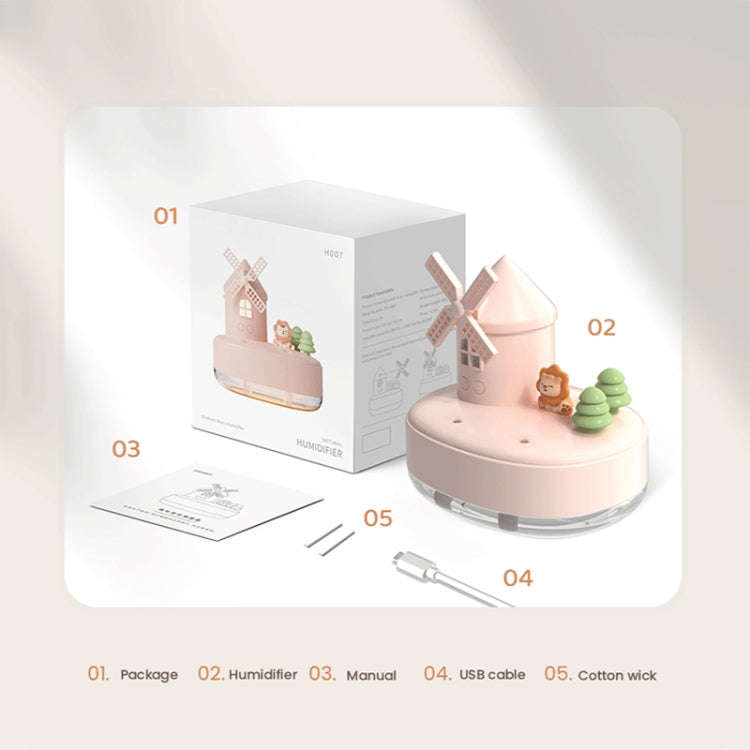 ZAY-H007 LED Light Double Spray Wireless Mini Desktop Windmill Music Humidifier(White)