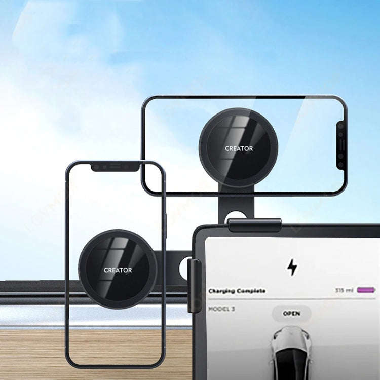 For Tesla Car MagSafe Phone Mount Foldable 360 Degree Rotation Phone Holder(Black)