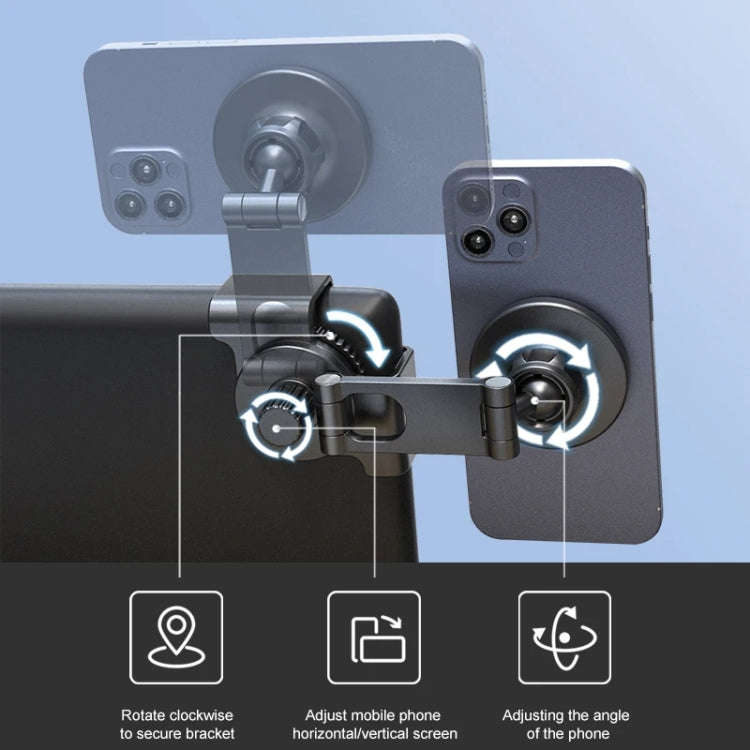 For Tesla Car MagSafe Phone Mount Foldable 360 Degree Rotation Phone Holder(Black)