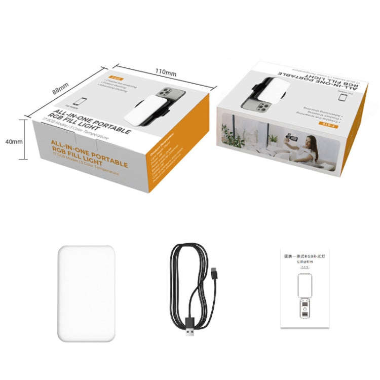 RGB Fill Light Photography Lamp With Hidden Folding Phone Clip & Cold Shoe Interface F-615