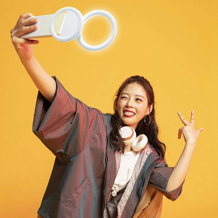 10cm Mobile Phone Fill Light Half-Ring Clip Type Unblocked Screen Lamp(White)