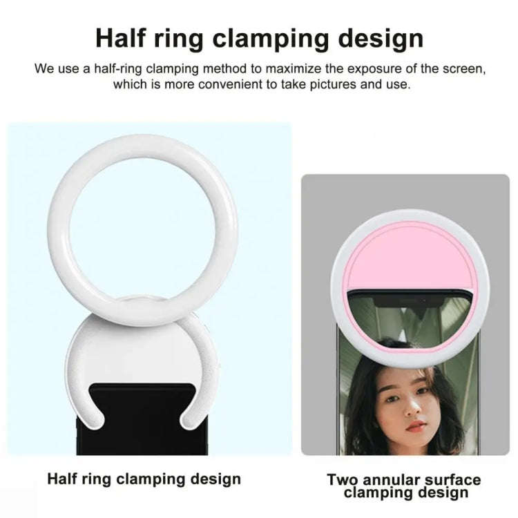 10cm Mobile Phone Fill Light Half-Ring Clip Type Unblocked Screen Lamp(Pink)