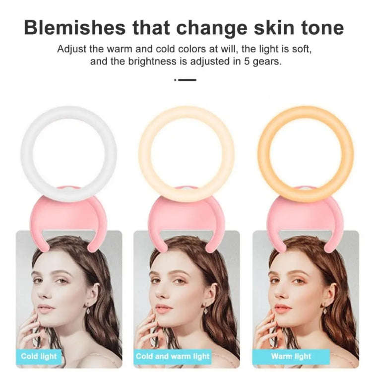 10cm Mobile Phone Fill Light Half-Ring Clip Type Unblocked Screen Lamp(Pink)