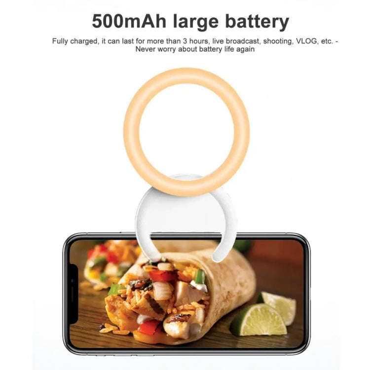 10cm Mobile Phone Fill Light Half-Ring Clip Type Unblocked Screen Lamp(White)
