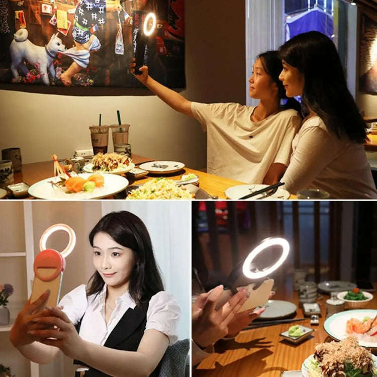 10cm Mobile Phone Fill Light Half-Ring Clip Type Unblocked Screen Lamp(Pink)