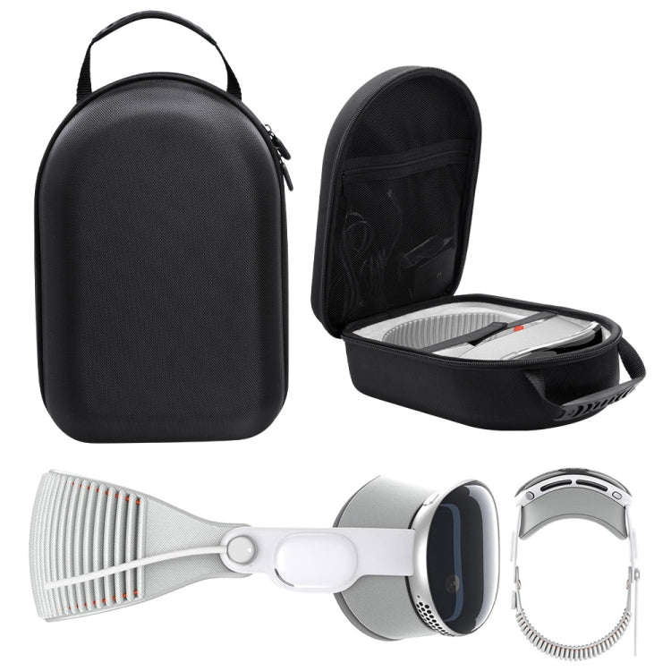 For Apple Vision Pro Storage Bag VR Headwear EVA Portable Hard Case(Cloth Pattern Black)