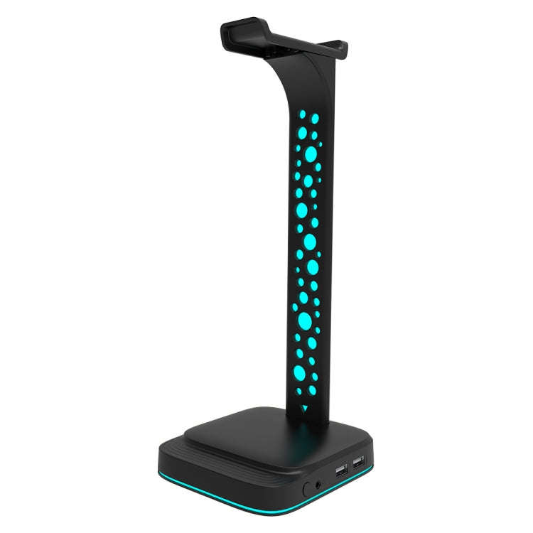 3.5mm Audio RGB Illuminated Headset Holder Dual USB Gaming Headset Display Rack(With Headphone Ja...