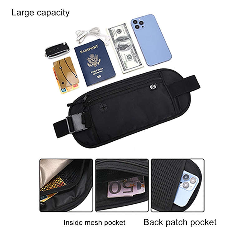 Passport Fit Invisible Waterproof Cell Phone Waist Pack Anti-theft Brush Travel Document Organize...