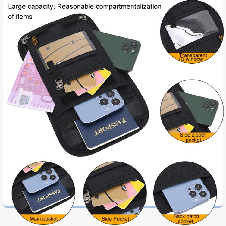 Passport ID Bag Anti-Theft Brush Card Bag Multi-Functional Neck Cell Phone Bag(Grey)