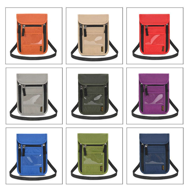 Passport ID Bag Anti-Theft Brush Card Bag Multi-Functional Neck Cell Phone Bag(Khaki)