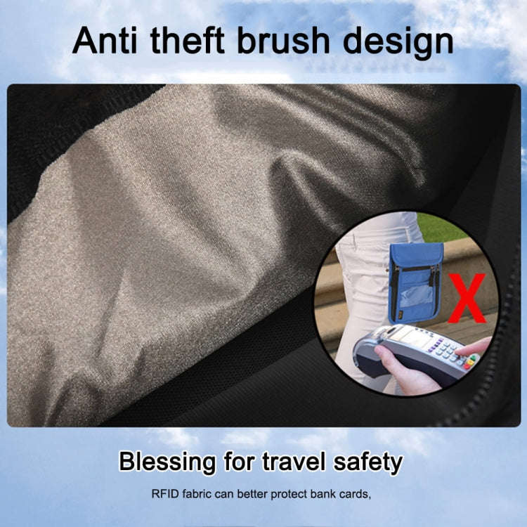 Passport ID Bag Anti-Theft Brush Card Bag Multi-Functional Neck Cell Phone Bag(Grey)