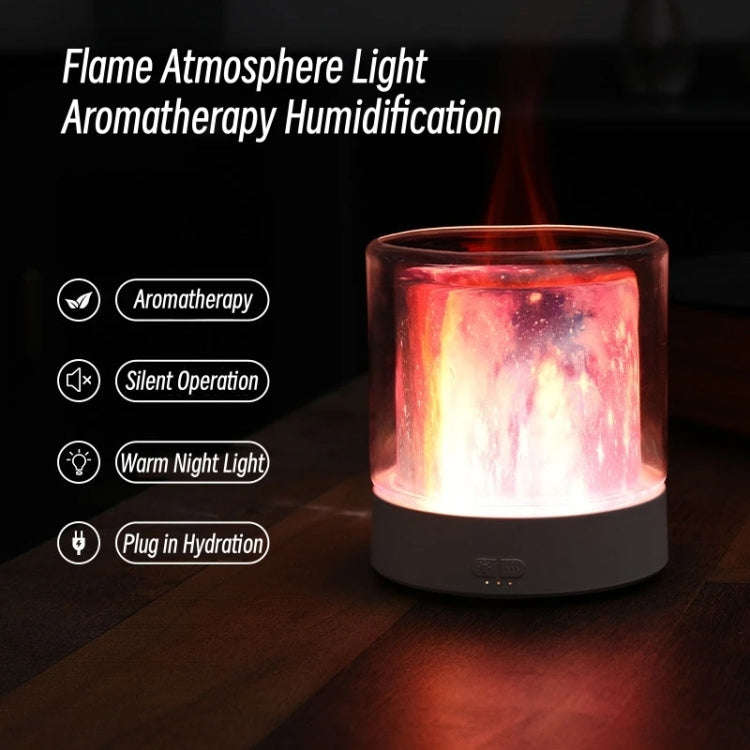 Colorful Light Flame Aromatherapy Humidifier Home Ambient Light Desktop Fragrance Diffuser(White)