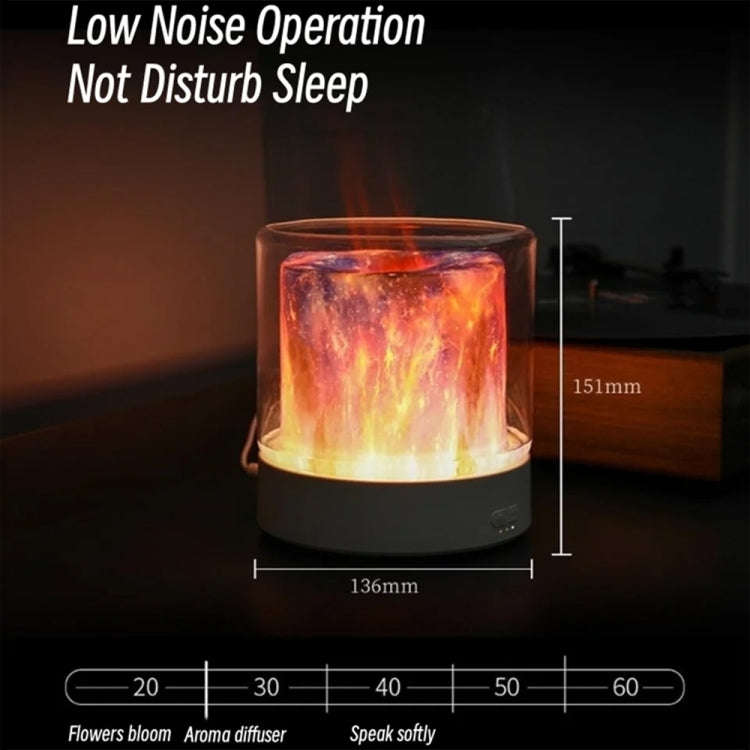 Colorful Light Flame Aromatherapy Humidifier Home Ambient Light Desktop Fragrance Diffuser(White)