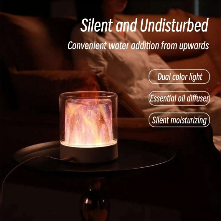 Colorful Light Flame Aromatherapy Humidifier Home Ambient Light Desktop Fragrance Diffuser(Gray)
