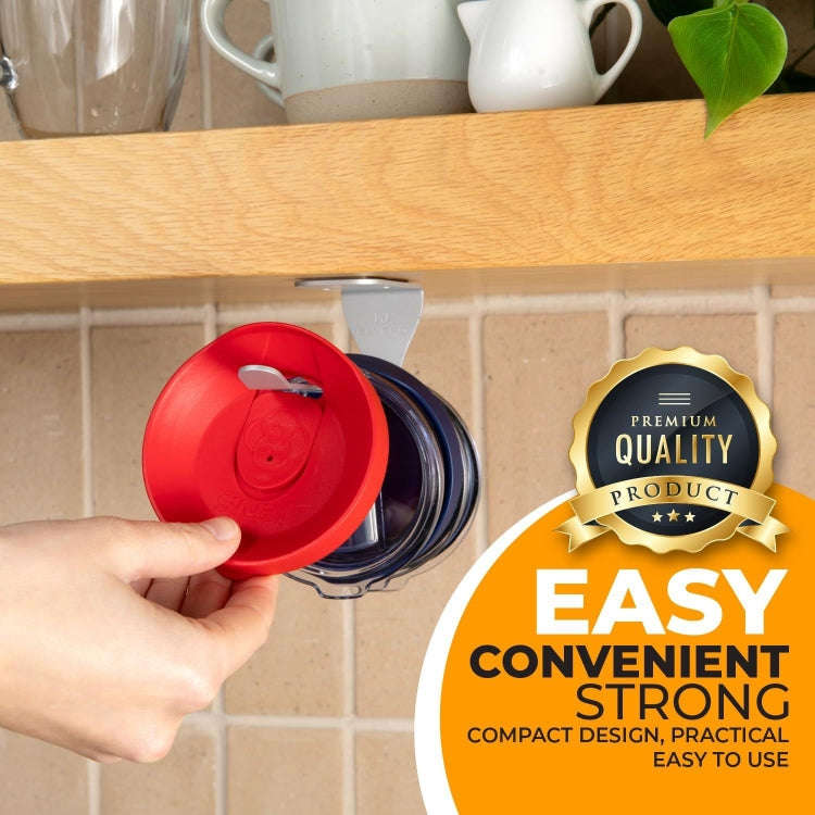 Tumbler Lid Organizer Self-Adhesive Under-Cabinet Cup Lid Storage Rack, Color: Black