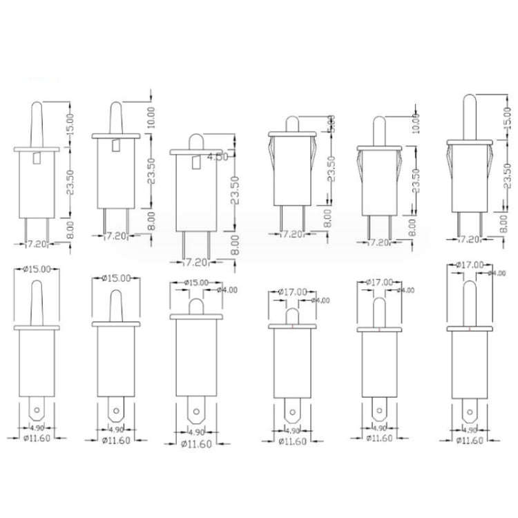 3pcs Refrigerator Door Light Switch Wardrobe Door Self-reset Switch, Size: Normally Open Large Bu...