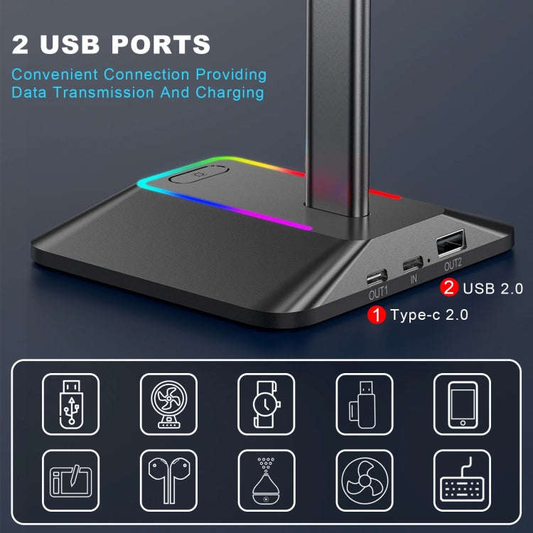 New Bee Dual Output Colorful Headset Display Rack HUB Expansion Headphone Holder, Color: Z8 Silver