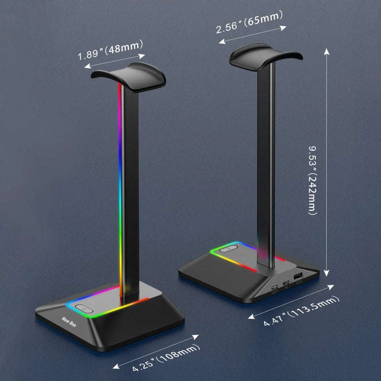 New Bee Dual Output Colorful Headset Display Rack HUB Expansion Headphone Holder, Color: Z8 Silver