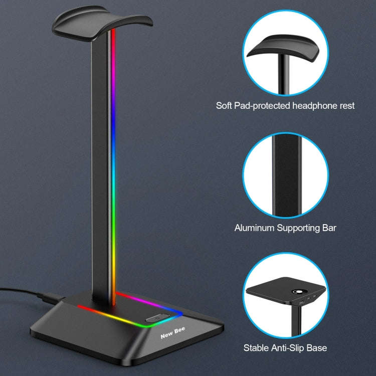 New Bee Dual Output Colorful Headset Display Rack HUB Expansion Headphone Holder, Color: Z8 Silver
