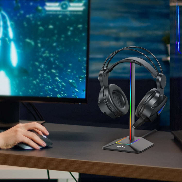 New Bee Dual Output Colorful Headset Display Rack HUB Expansion Headphone Holder, Color: Z8 Silver