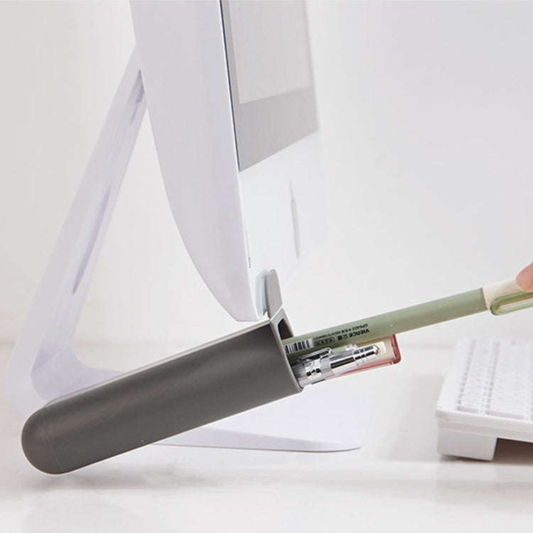Desktop Computer Monitor Auxiliary Pen Holder Desk Adhesive Storage Box, Color: Trapezoid-White
