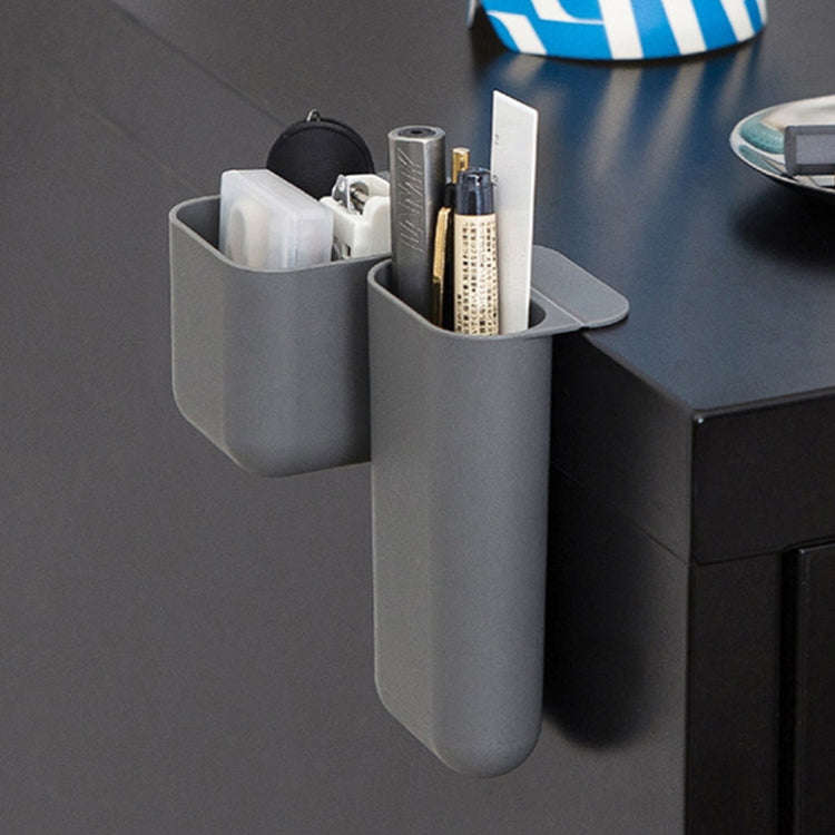 Desktop Computer Monitor Auxiliary Pen Holder Desk Adhesive Storage Box, Color: Trapezoid-Gray