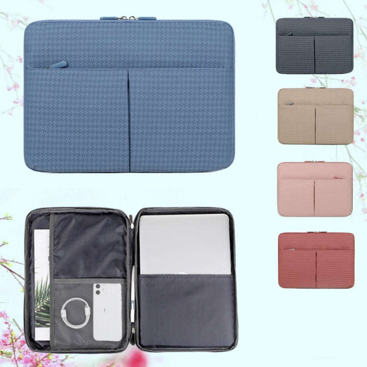 13/13.3 Inch Houndstooth Pattern Oxford Cloth Laptop Bag Waterproof Tablet Storage Bag(Haze Blue)