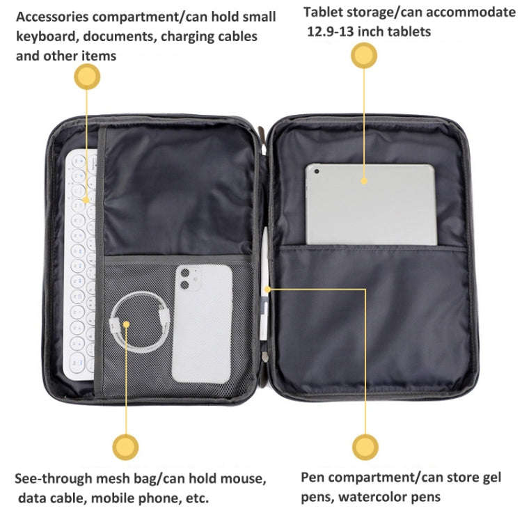 13/13.3 Inch Houndstooth Pattern Oxford Cloth Laptop Bag Waterproof Tablet Storage Bag(Haze Blue)