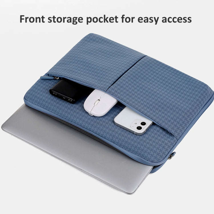 13/13.3 Inch Houndstooth Pattern Oxford Cloth Laptop Bag Waterproof Tablet Storage Bag(Haze Blue)