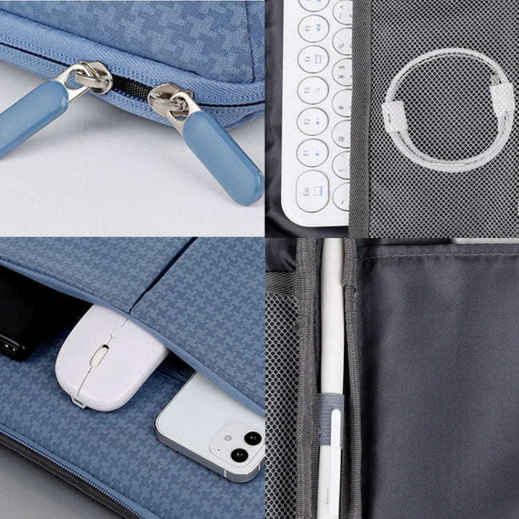 13/13.3 Inch Houndstooth Pattern Oxford Cloth Laptop Bag Waterproof Tablet Storage Bag(Haze Blue)