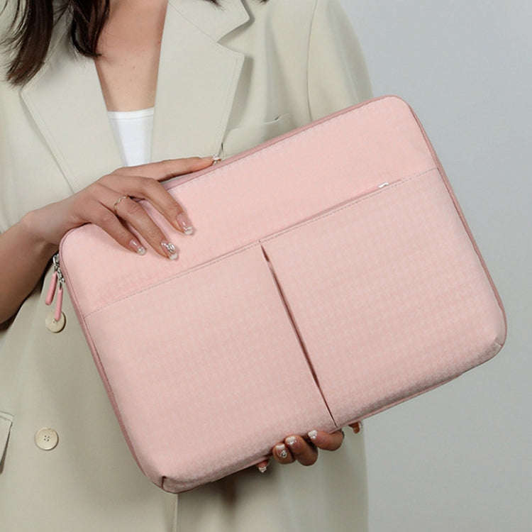 13/13.3 Inch Houndstooth Pattern Oxford Cloth Laptop Bag Waterproof Tablet Storage Bag(Haze Blue)