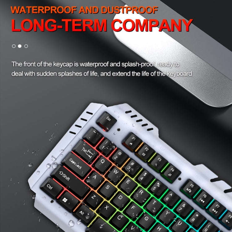 T-WOLF 130cm Line Length Cool Lighting Effect Metal Plate Gaming Wired Keyboard With Phone Holder...