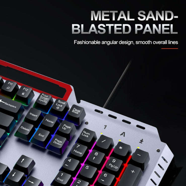 T-WOLF 130cm Line Length Cool Lighting Effect Metal Plate Gaming Wired Keyboard With Phone Holder...
