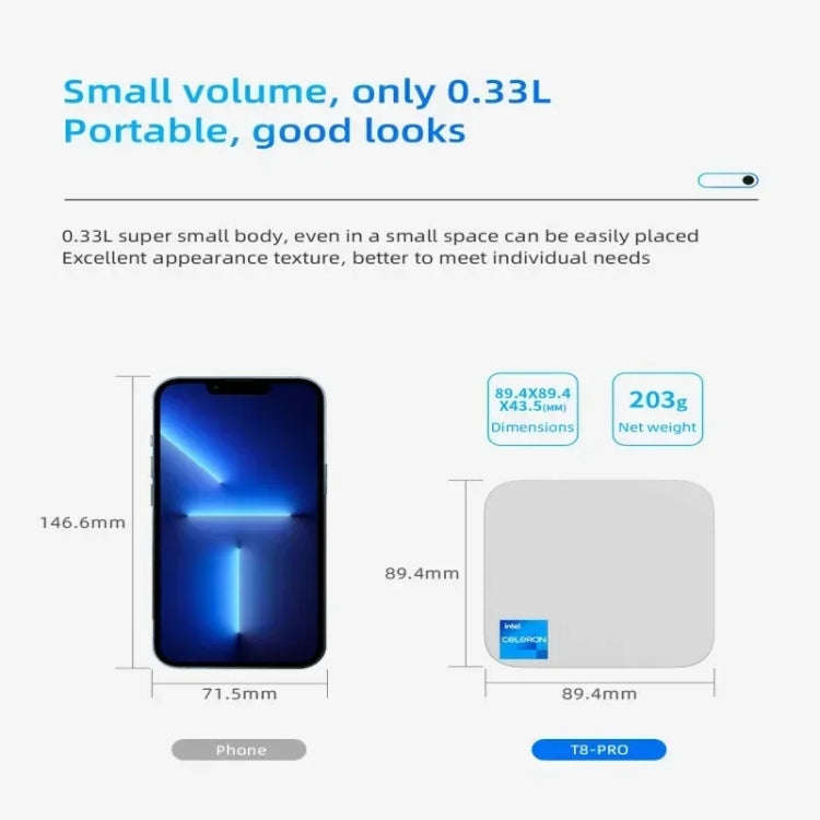 T8Plus Alder Lake-N100 4K Dual Band WIFI Bluetooth Office Game Portable Mini PC, Spec: 8G 128G EU...