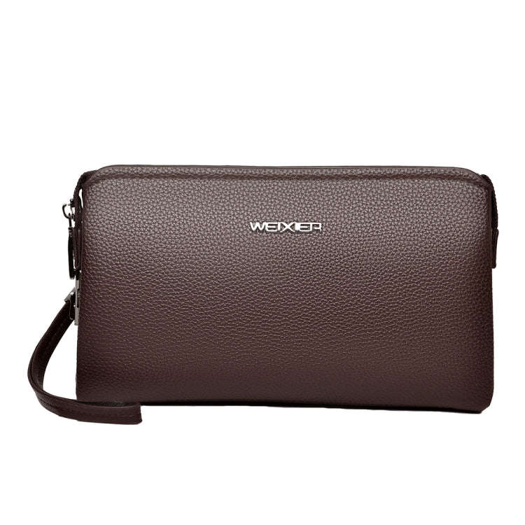WEIXIER W125 Men Clutch Bag Password Zipper Business Phone Case(Brown)