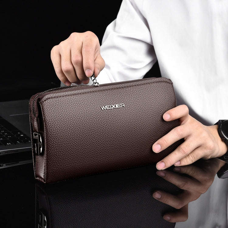 WEIXIER W125 Men Clutch Bag Password Zipper Business Phone Case(Brown)
