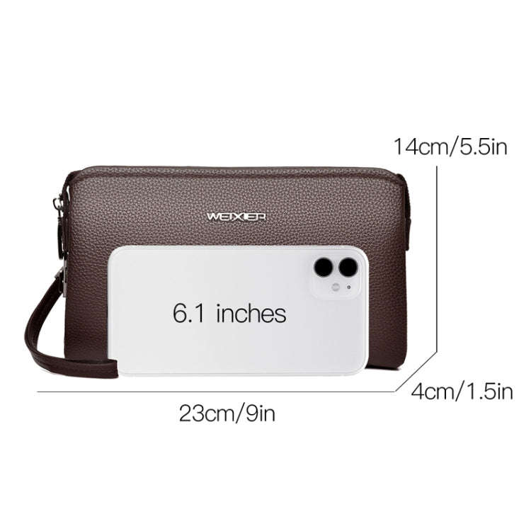 WEIXIER W125 Men Clutch Bag Password Zipper Business Phone Case(Brown)