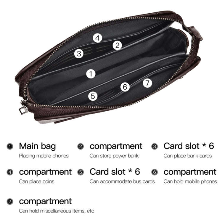 WEIXIER W125 Men Clutch Bag Password Zipper Business Phone Case(Brown)