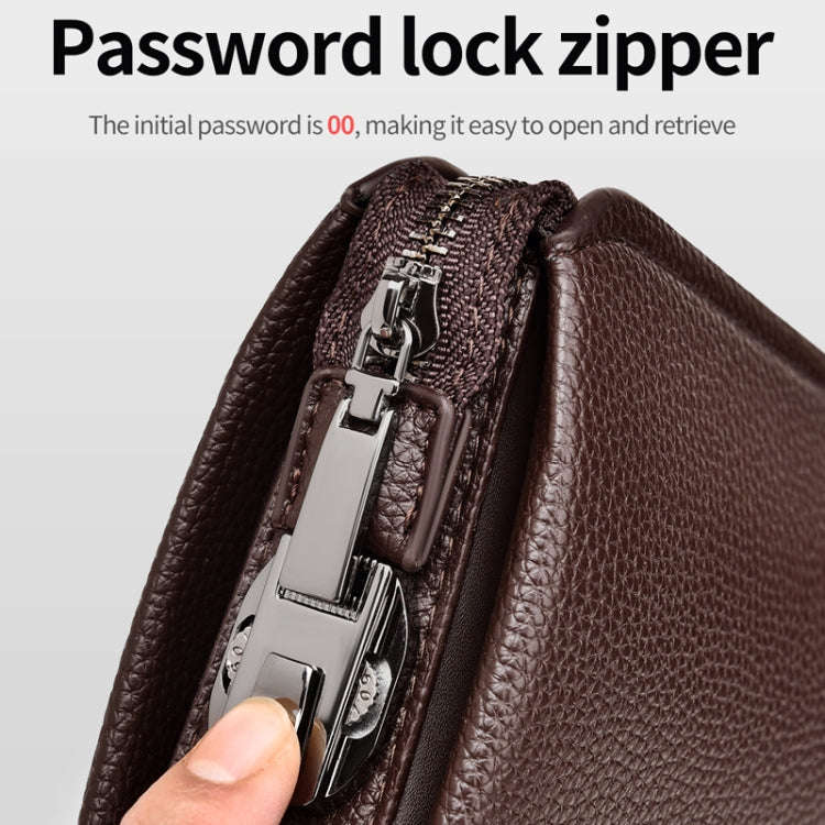 WEIXIER W125 Men Clutch Bag Password Zipper Business Phone Case(Brown)