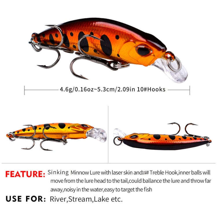 PROBEROS DW578 Ordinary Hook 5.3cm 4.6g Sinking Minnow Lure Long Casting Bionic Plastic Hard Bait...