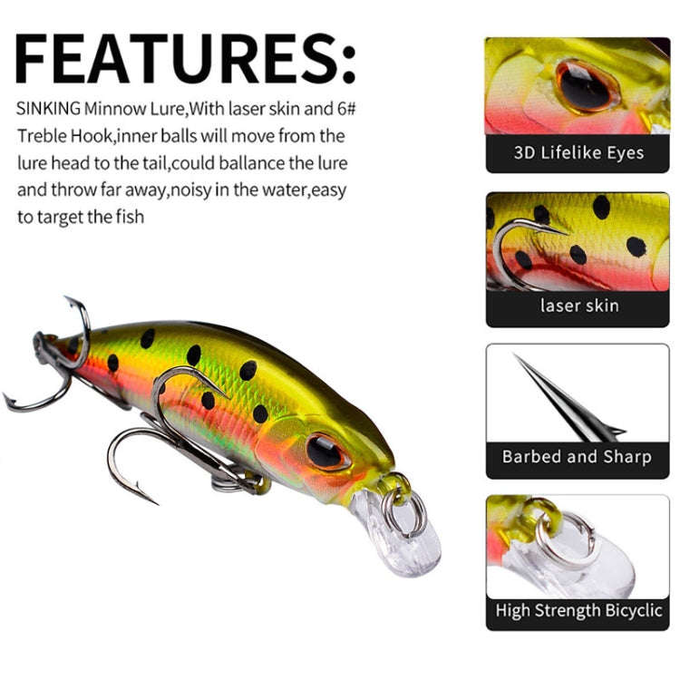 PROBEROS DW577 8003 Hook 5.3cm 4.6g Sinking Minnow Lure Long Casting Bionic Plastic Hard Bait Fis...