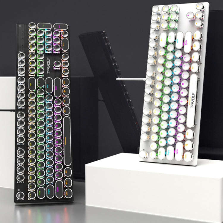 T-WOLF T75 104 Keys Adjustable RGB Light Computer Game Wired Mechanical Keyboard(Black)