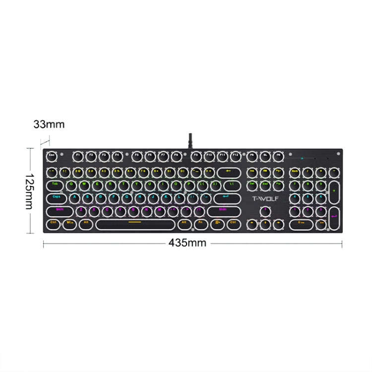T-WOLF T75 104 Keys Adjustable RGB Light Computer Game Wired Mechanical Keyboard(White)